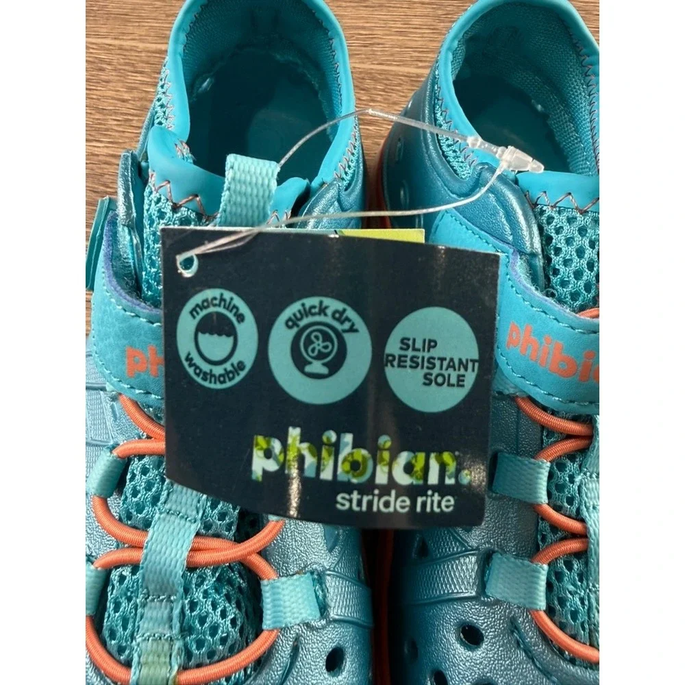 Stride Rite Phibian Kids Teal Orange Water Shoes Sneaker Sandal Machine Washable